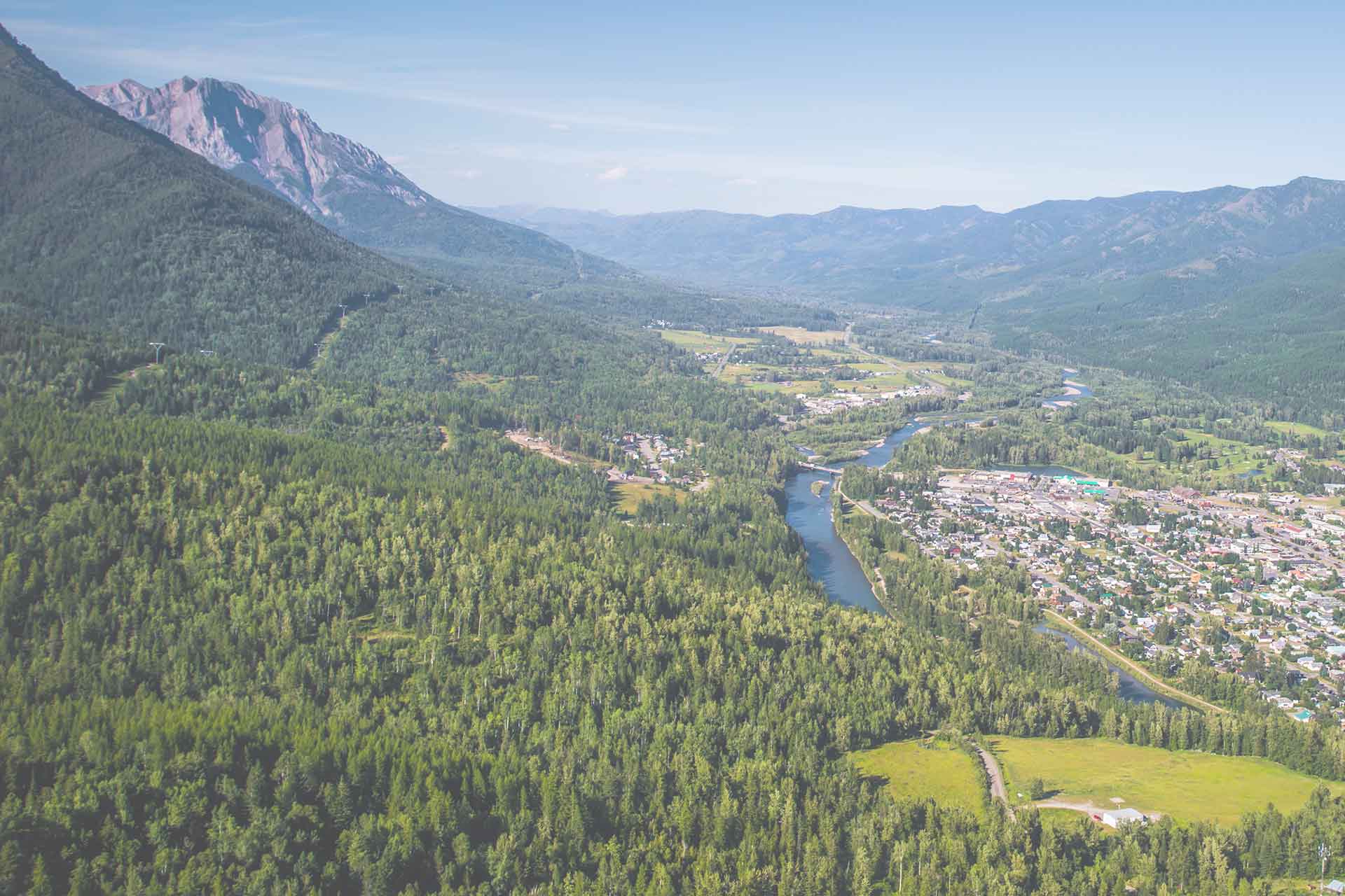 Aerial view of the Columbia Valley from a Babin Air scenic flight